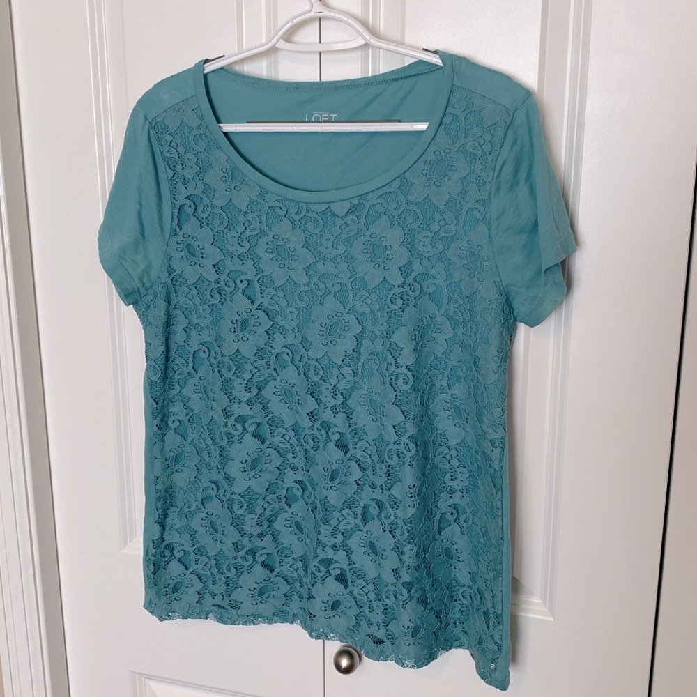 Loft blue lace tee
